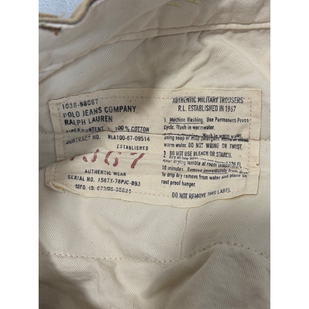 VTG Polo Jeans Co Ralph Lauren Military Surplus Trouser Pants Mens 34x30 Chino - Picture 8 of 8